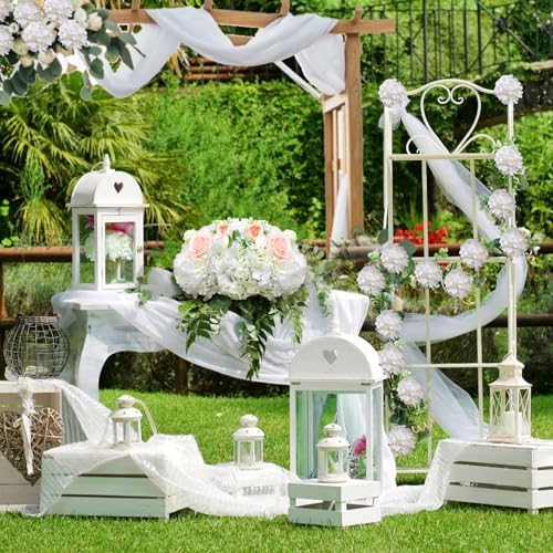 AVIVIHO 105 Pcs White Hydrangeas Artificial Flowers Bulk White Silk Flowers with Stems Realistic Fake Hydrangeas Heads DIY Floral Arrangements for Wedding Centerpieces Arch Party Home Decoration - Image 2