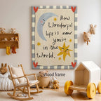 Wrapped Framed Colorful Kids Quotes Motivational Wall Art 16x24 inch HOW WONDERFUL LIFE IS NOW YOU'RE IN THE WORLD Poster Cute Moon And Stars Canvas Prints Nursery Classroom Wall Decor - Image 4