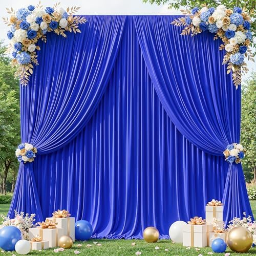 40x10ft Royal Blue Backdrop Curtains for Wedding Parties Wrinkle Free Photo Backdrop Drapes for Photography Birthday Baby Shower Soft Fabric Party Backgournd for Photoshoot 5x10ft, 8 Panels by Partisky