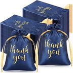 Roowest 4 x 6 Inch 100 Pcs Thank You Satin Gift Bags, Navy Blue by Roowest