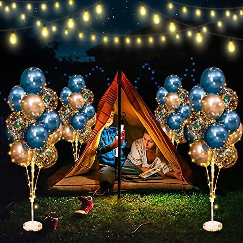 Balloon Stand Kit for Floor with String Light 2 Set Rolay Blue Centerpieces Balloon Holder Decoration for Wedding Christmas Adult Birthday Party Men Bachelor Party - Image 4