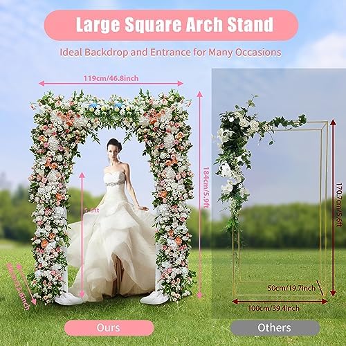 4 Post Rectangular Wedding Backdrop, Portable Pipe and Drape Backdrop Stand for Parties Silver Wedding Garden Balloon Arch Frame for Birthday Parties Banquets Background Decor - Image 4