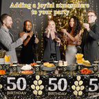 Funnymoom 452 Pcs 50th Birthday Decorations for Men, Black and Gold 50th Birthday Paper Plates Cups Napkins Tablecloth Cutlery Straws for Men Women 50 Year Old Party Supplies for 50 Guests - Image 5