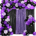 SmoothNovelty 137 Pcs Purple Black Sequin Curtains Balloon Garland Kit by SmoothNovelty