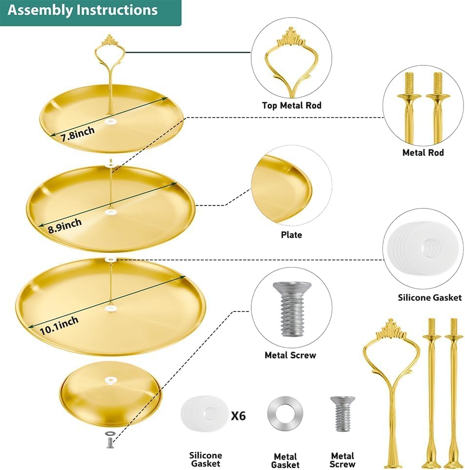 2 Set Stainless Steel Cupcake Stand, Gold Metal Serving Tray Cake Holder Cake Display Stand for Holiday Dessert Table Decorations Birthday Party Wedding - Image 2