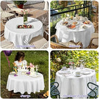 Showgeous 70 Inch White Round Tablecloths, Polyester Table Covers - Image 6