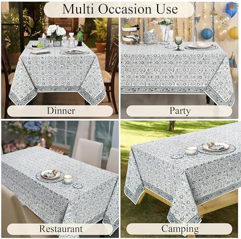 Ridhi Indigo Hand Block Print 100% Cotton Tablecloth 108x60 Inch Rectangle - Image 5