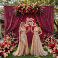 Gallety Red Backdrop Curtain for Wedding, Polyester Photo Backdrop Drapes - 40FT x 10FT Cloth Backdrop Curtain for Celebration,Stage, Social Events, Graduation,Engagement Party Decorations by Creativepartyuniquedecorat