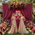 Gallety Red Backdrop Curtain for Wedding, Polyester Photo Backdrop Drapes - 40FT x 10FT Cloth Backdrop Curtain for Celebration,Stage, Social Events, Graduation,Engagement Party Decorations by Creativepartyuniquedecorat