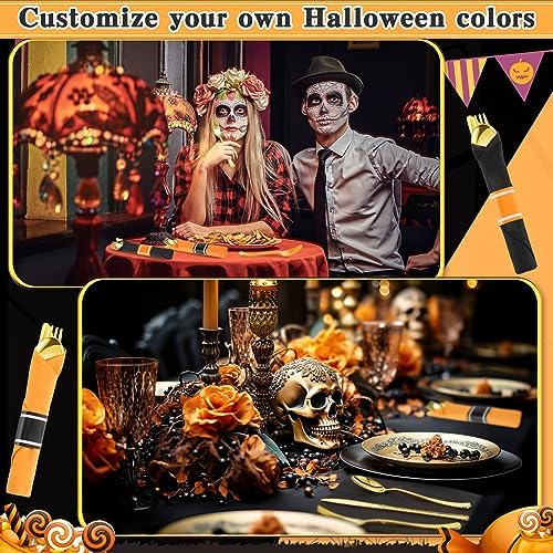 Lasnten 50 Pack Halloween Pre Rolled Plastic Silverware Set for 50 Guests - Image 5