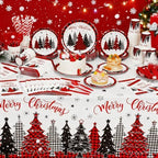 Funnymoom 452 Pcs Christmas Tree Party Supplies for 50, Red Buffalo Plaid Gingham Christmas Paper Plates Napkins Cups Tablecloth Cutlery Straws Tableware Set for Xmas Holiday Party Decorations - Image 4