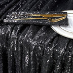 90x156 Inch Rectangle Sequin Tablecloth Glitter Black Wedding Table Linens - Image 2