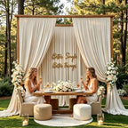 Gallety Warm Ivory Backdrop Curtain for Wedding, Photo Backdrop Curtain for Bridal Shower Decorations - 10 x 10FT Ivory Backdrop Fabric with Rod Pockets for Celebration,Birthday Party,Graduations - Image 5
