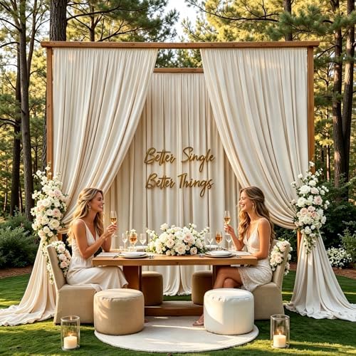 Gallety Warm Ivory Backdrop Curtain for Wedding, Photo Backdrop Curtain for Bridal Shower Decorations - 10 x 10FT Ivory Backdrop Fabric with Rod Pockets for Celebration,Birthday Party,Graduations - Image 5