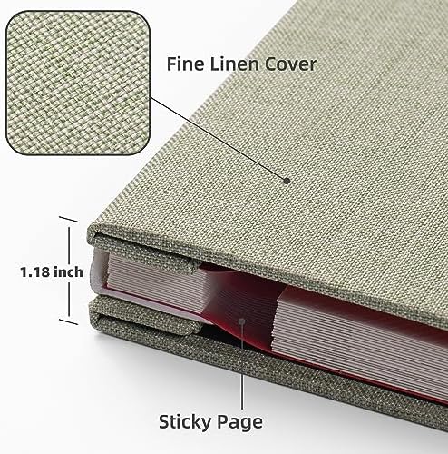 HoneyTolly Large Photo Album, Self-Adhesive, 60 Pages, Linen Cover, Ideal Gift for Family, Wedding, Baby, Christmas, Anniversary - Grass Green - Image 5