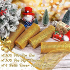 Funtery 4 Rolls 40 Yard Christmas Deco Mesh Decorative, Gold - Image 5