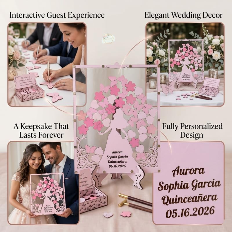Quinceañera Guest Book Alternative, Wooden Drop Box Frame, Butterfly Chips - Image 4