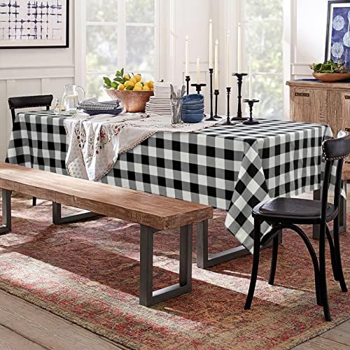 Hiasan Black and White Checkered Tablecloth 60 x 60 inch, 2 Pack - Image 2