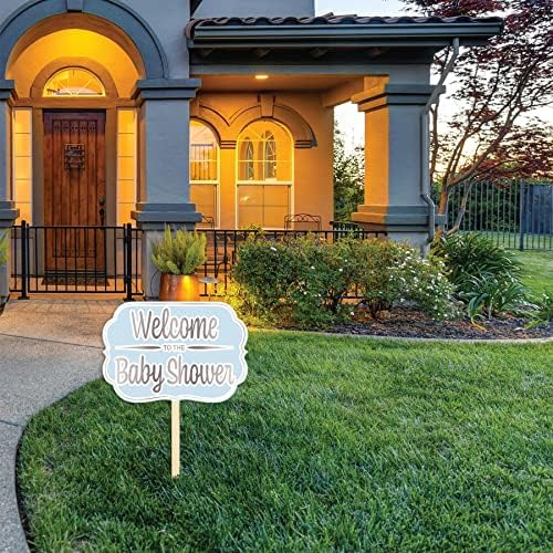 Beistle Foil “Welcome to the Baby Shower” Yard Signs – 2-Pack Double-Sided Blue Cardstock Lawn Displays with Silver Foil on Wooden Stakes, Outdoor Baby Boy Greeting Decor, 10" x 14½" - Image 4