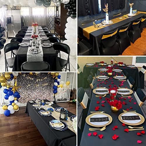 YMHPRIDE 6 Pack Polyester Tablecloth for 6 Foot Rectangle Tables,60 x102 inch Black Polyester Table Covers, Washable Black Table Cloth for Wedding,Party,Banquet,Restaurant,Buffet - Image 6