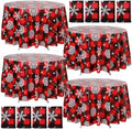 Ganeen 12 Pcs Snowflake Black and Red Buffalo Plaid Tablecloth 84" Round by Ganeen