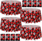 Ganeen 12 Pcs Snowflake Black and Red Buffalo Plaid Tablecloth 84" Round by Ganeen