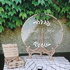 Wedding Guest Book Alternative with Box and Small Hearts,Personalized Round Drop Guest Sign for Rustic Wedding Decorations,Anniversary(style12, Circular) - Image 5
