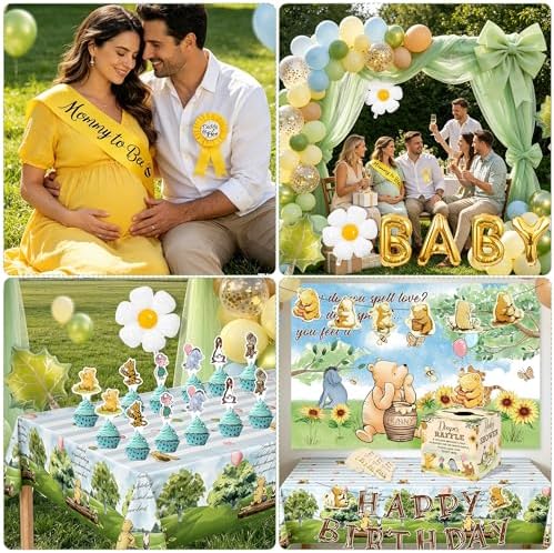 153Pcs Classic Winnie Bear Baby Shower Decorations Party Supplies - Image 7