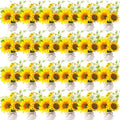 Zeyune Artificial Sunflower Potted Plants Rustic Wedding Table Centerpieces Summer Spring Kitchen Silk Yellow Flower with Plastic Pot for Home Bathroom Office Bridal Shower(24 Pcs,White,Sunflower) by Zeyune