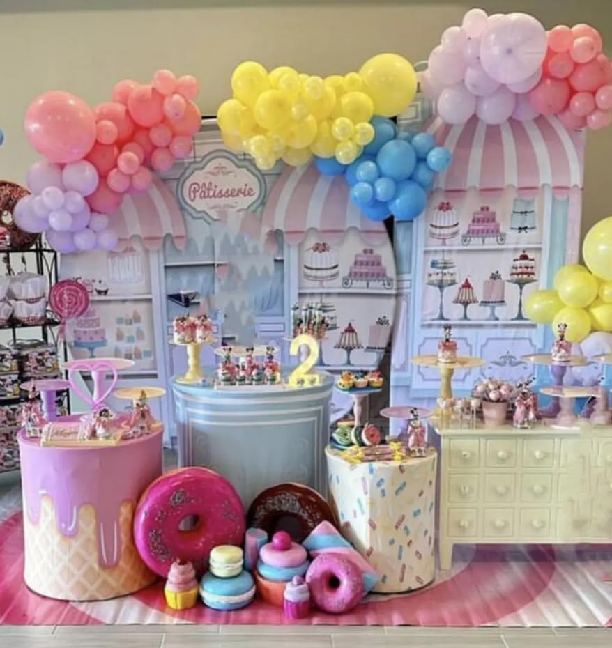 Arch Backdrop Cover Ice Cream Sprinkles Girls Birthday Party Decorations Arch Frame Fabric Cover Sweet ONE Candy Pink Baby Shower Baptism Parties (6x2.6ft Cover,shop1) - Image 5