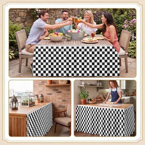 Sanwarm Table Skirt, 29" x 108", for Rectangular & Round Desk Checkered - Image 7