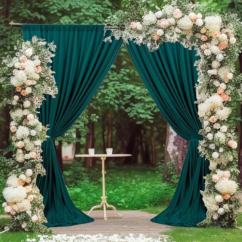 MEETSKY Green Backdrop Curtains,Party Backdrop Drapes,5ft x 7ft,2 Panels by MEETSKY