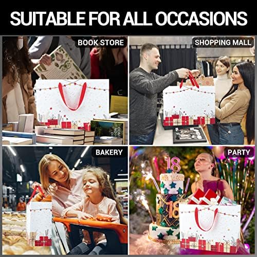 EUSOAR Christmas Extra Large White Gift Bags, 20 Pack 16x6x12 with Handles, Bulk Merchandise Retail Wrapping Bags for Christmas Eve, Grocery, Boutique, Party Favor, Business - Image 4