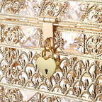 ELLDOO Crystal Wedding Card Box with Heart Lock, Vintage Money Card Box Treasure Chest Style Gold Gift for Wedding Receptions, Centerpiece Decor, Anniversary Keepsake, Gift, Large Size - Image 6