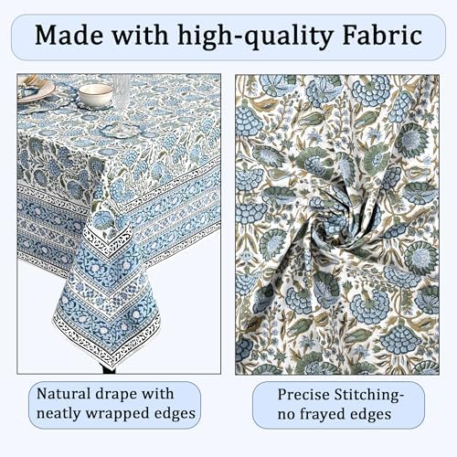 Ridhi Asparagus Green Hand Block Print Cotton Tablecloth 120 x 80 Inch - Image 6