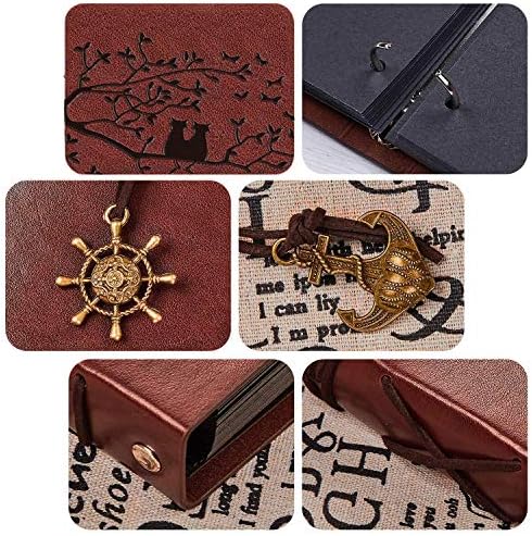 Leather Scrapbook Album, AIOR Vintage Photo Album DIY Memory Book, 60 Black Blank Pages Paper, Wedding Gifts Birthday Anniversary Mother's Day Presents for Men Women Mom Friend, Cat - Image 3