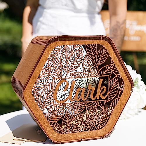 2B1WEDDING Personalized Wedding Card Box - Rustic Decorations for Reception Ceremony - Wooden Card Box for Party, Bridal Shower Anniversary - Wedding Keepsake Box Gift Box for Cards for Money - Image 5