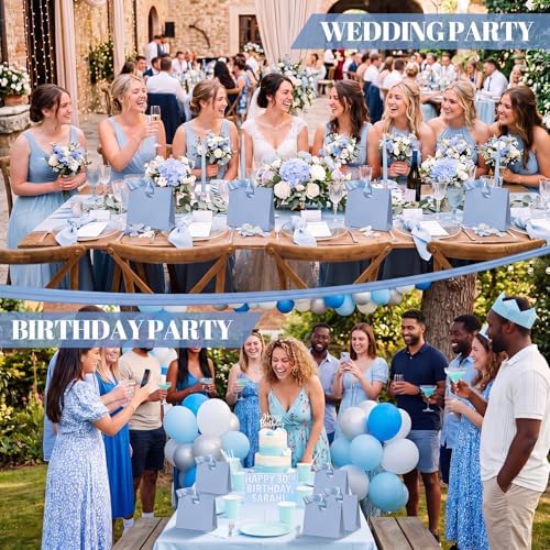 Feifeiya 30 Pcs Small Dusty Blue Gift Bags with Ribbon Handle - Image 6
