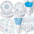 Funnymoom 452 Pcs Blue Purple Winter Snowflakes Party Supply 50, Plates set by Funnymoom