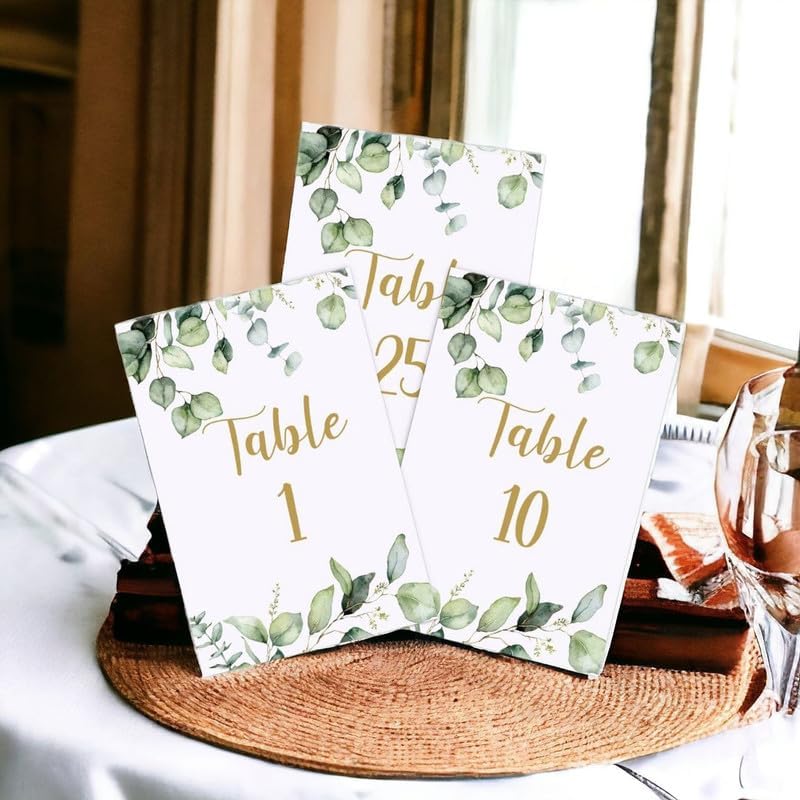 Greenery Eucalyptus Table Number Cards Double Sided Party Table Numbers for Reception Baby Shower Anniversary Birthday Bridal Party 4x6 Inch, 100 - Image 2