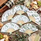 Roowest 36 Pcs Green Eucalyptus Paper Hand Fans Bulk, Wedding Folding Fans - Image 4