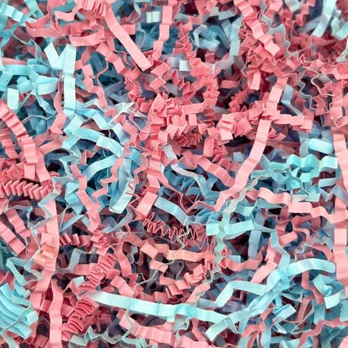 10LB Pink Blue Crinkle Cut Paper Shred Filler, Crinkle Paper Shreds by Tisspoms