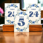 ANANYA FASHION & CRAFTS HUB Spring Blue Flower Wedding Table Number Cardss 1-100 Double Sided With Head Table For Reception Event Party Baby Shower Birthday 5x7 Inch - Image 3