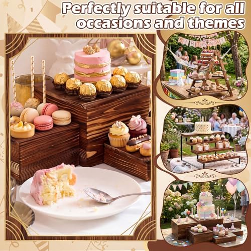 Willinglong 8 Pack Wood Risers for Buffet Table Dessert Table Display Set - Image 6