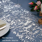 Snowkingdom Silver Table Runner, Sequin Glitter Foil Metallic Runner 11 Inch x 100 Feet, Silver Mesh Table Decorations Centrepiece for Wedding Birthday Party Christmas - Image 2