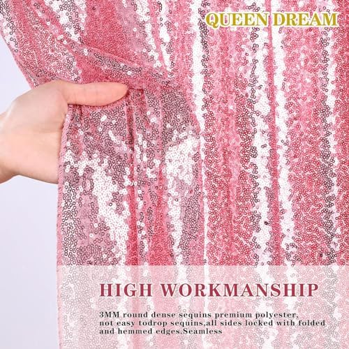 Blush Pink Sequin Backdrop Glitter Backdrop Curtains 7ft x 7ft Glitter Background for Party Baby Shower Wedding Decorations - Image 7
