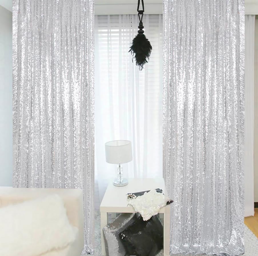 4 Panels 2FTx8FT Gold & Silver Sequin Backdrop Curtain | Sparkling Party Decor | Photo Booth Background for Events, Weddings, and Celebrations - Image 5