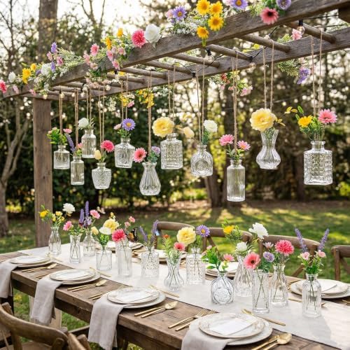 36 Pcs Artificial Flowers Table Centerpiece, Fresh Color, Clear - Image 3