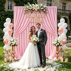 Pink Backdrop Curtains 30ftx8ft Birthday Polyester Photo Drapes - Image 2
