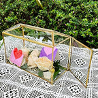 12.6 inches Gold Wedding Glass Card Box Large Wedding Card Box with Lock and Slot for Reception Handmade Clear Decorative Boxes for Graduation, Gift Cards, Party, Ceremony, Geometric Terrarium - Image 6